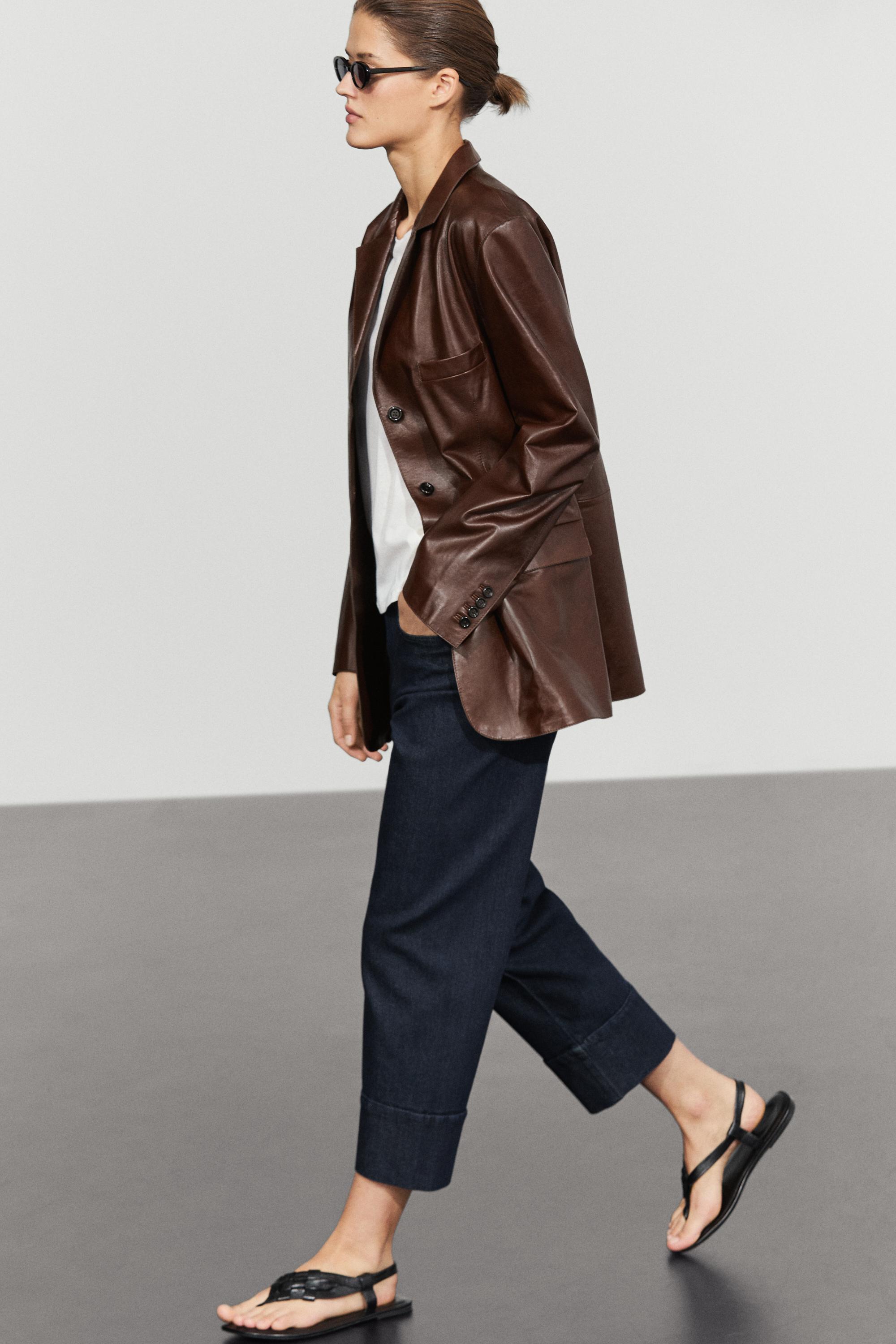 Nappa leather blazer with pocket detail